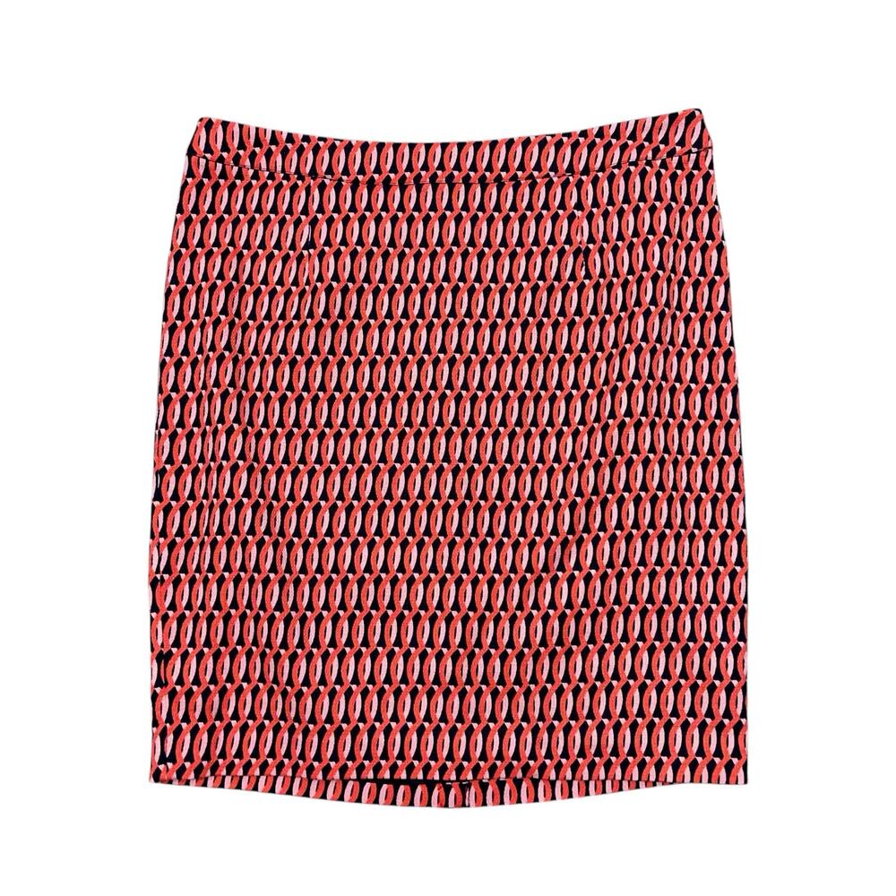Boden Geometric Pencil Skirt 14R Pink Black Mid Rise Cotton blend Office Career